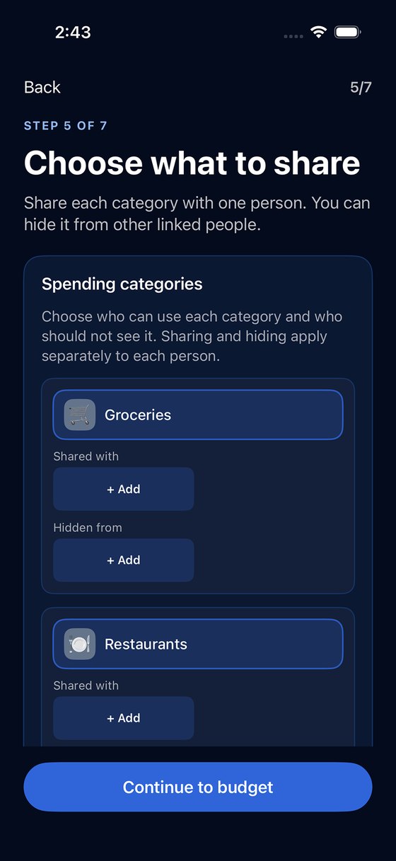 Consul's Choose what to share screen, with Shared with and Hidden from options per category.